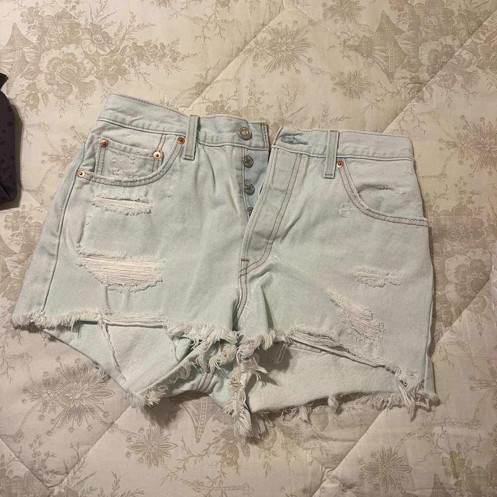 Levi’s Light Wash High Waist Denim Shorts
